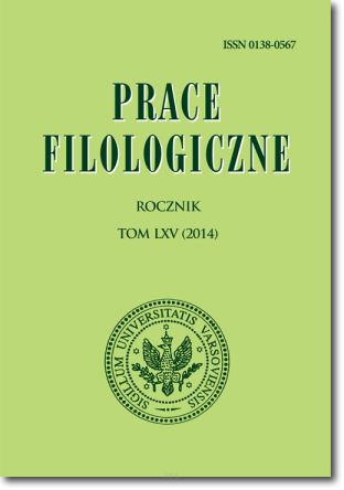 Prace FILOLOGICZNE   Rocznik    Tom LXV (2014)