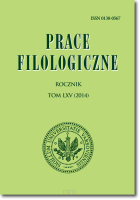 Prace FILOLOGICZNE   Rocznik    Tom LXV (2014)