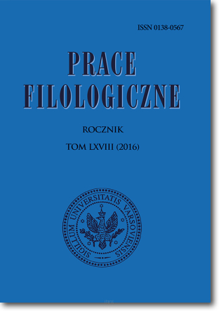 Prace FILOLOGICZNE. Rocznik. Tom LXVIII (2016)
