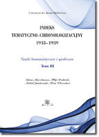 Indeks Tematyczno-Chronologizacyjny 1918–1939. Nauki humanistyczne i społeczne. Tom 3